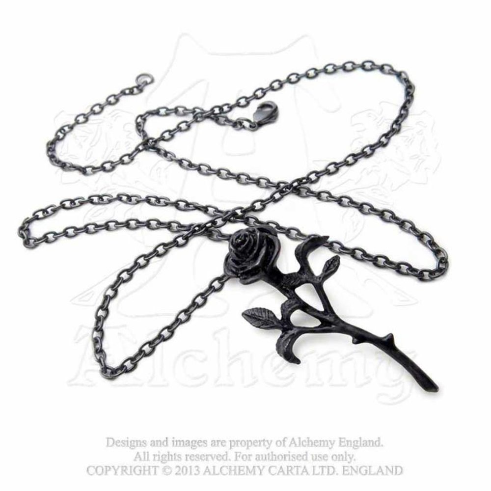 Alchemy Gothic Romantic Black Rose Pendant NWT - Picture 4 of 6
